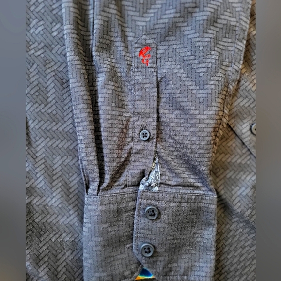 Robert Graham Men's Casual Dress Shirt Long Sleeve Button-Up Black Medium - Picture 4 of 6